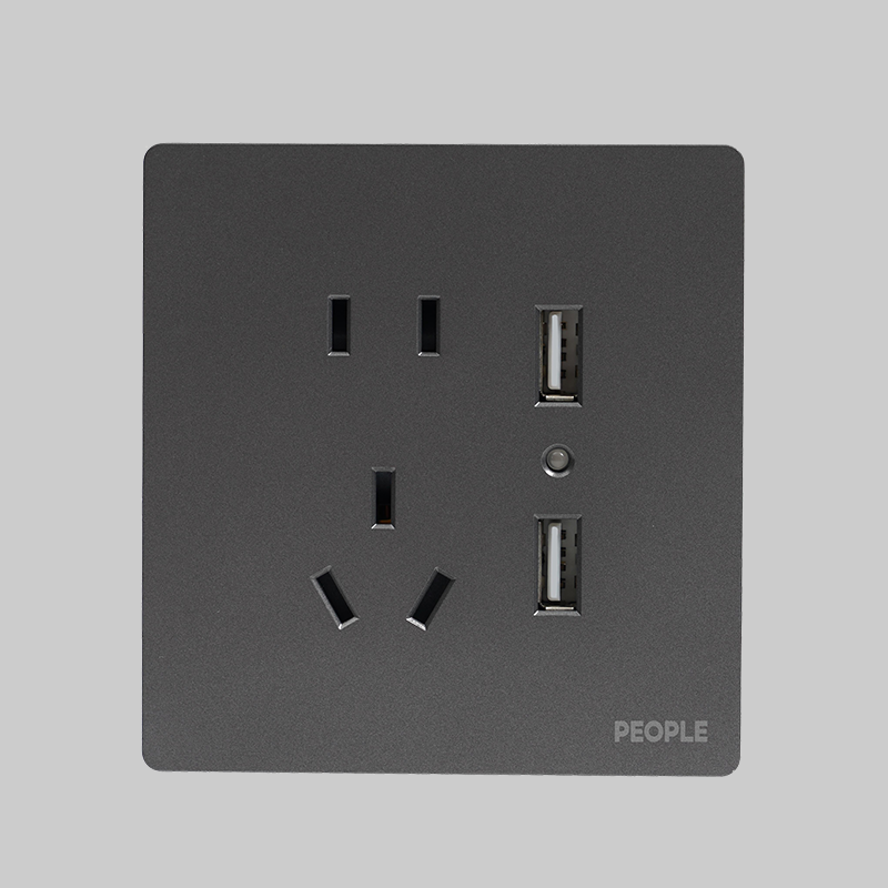 南宫NG·28相信品牌力量五孔带⼆位USB插座(R86E5) 