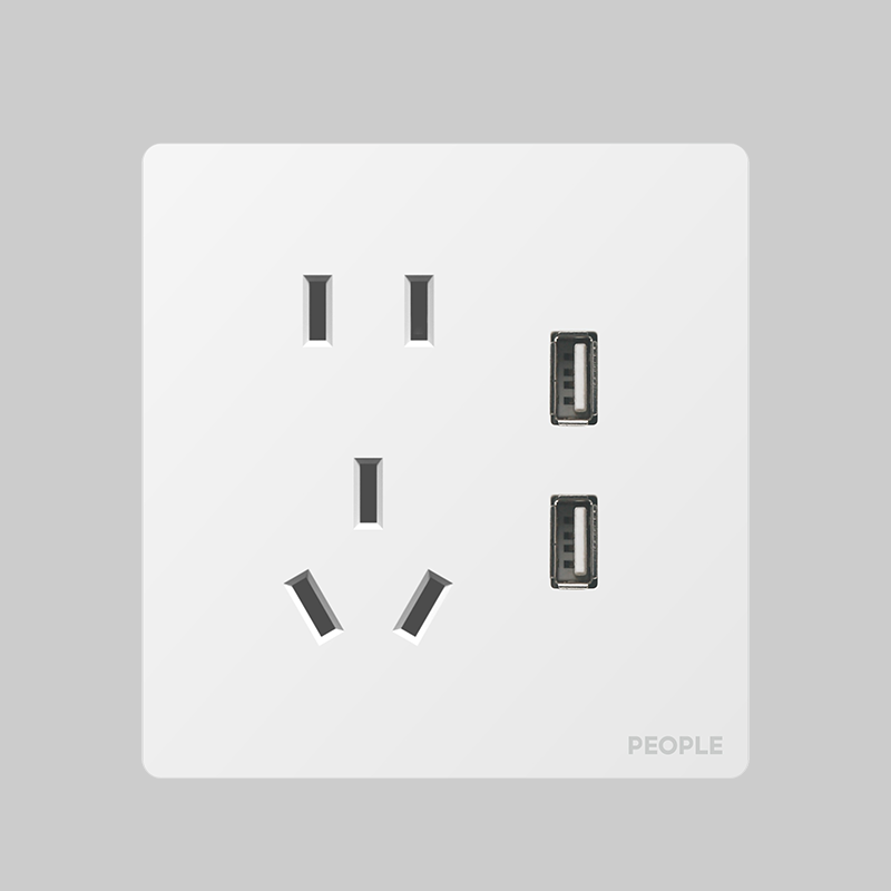 南宫NG·28相信品牌力量五孔带⼆位USB插座(R86E5) 
