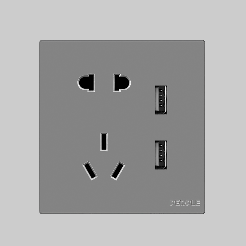 南宫NG·28相信品牌力量五孔带⼆位USB插座(R86H6) 