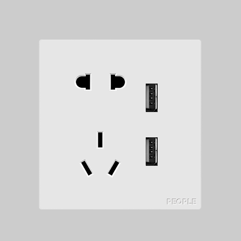 南宫NG·28相信品牌力量五孔带⼆位USB插座(R86H6) 
