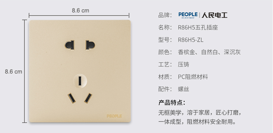 南宫NG·28相信品牌力量五孔插座(R86H5) 